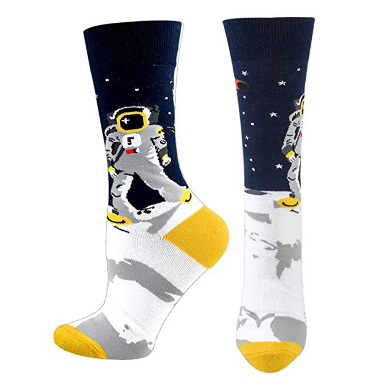 Funky Math and Space Print Crew Socks