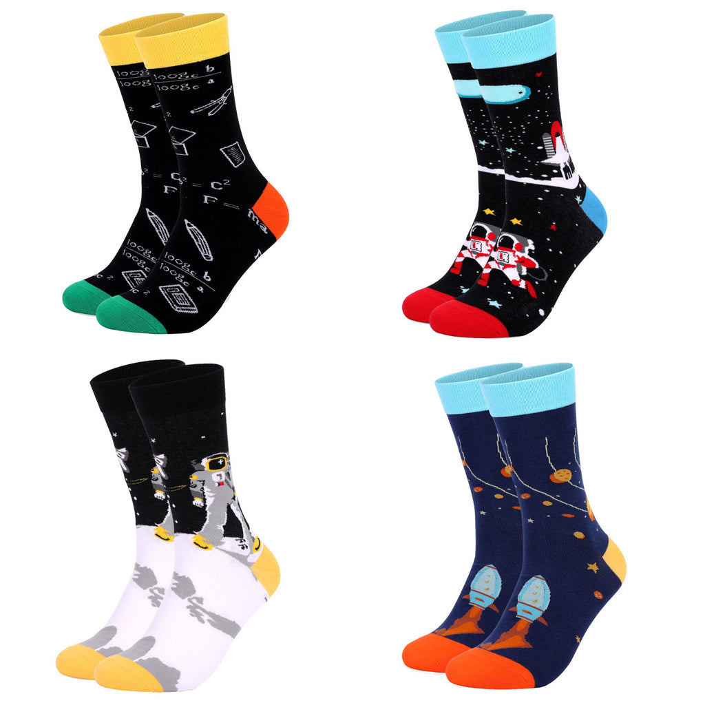 Funky Math and Space Print Crew Socks