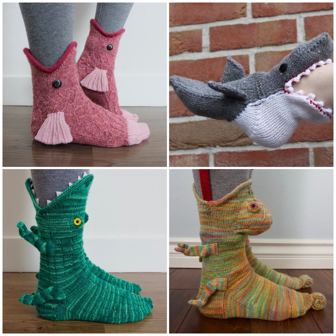 Funky Knitted Animal Bite Socks