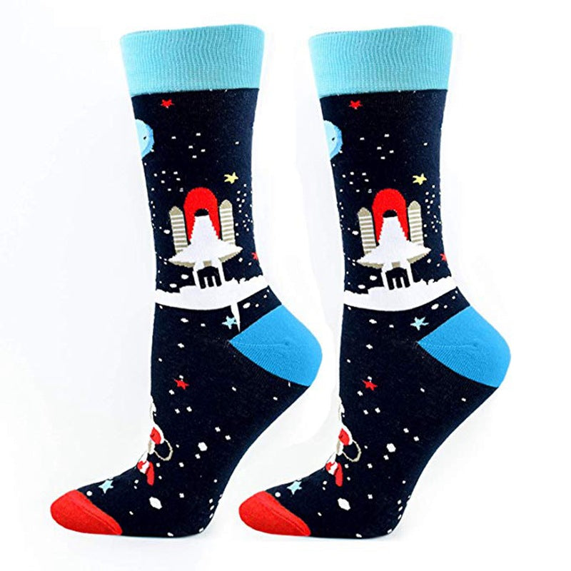 Funky Math and Space Print Crew Socks