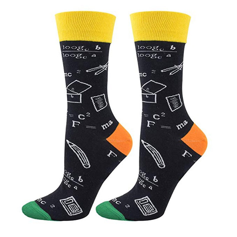Funky Math and Space Print Crew Socks